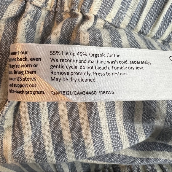 Eileen Fisher XL Blue/White Striped Cropped Pants Stretch Waistband & Pockets - Picture 10 of 10